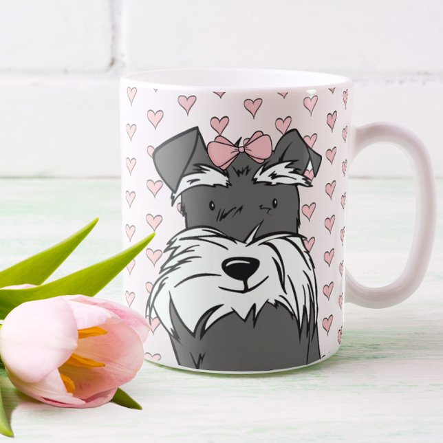 Caneca De Café Cute Hearts Schnauzer (Criador carregado)