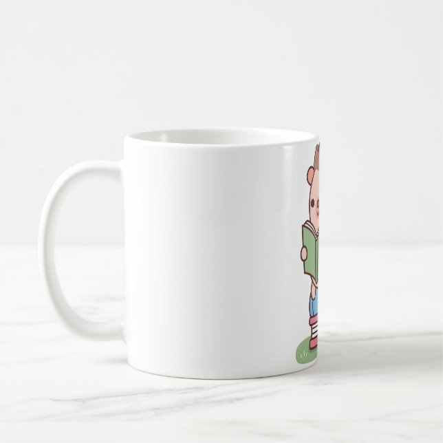 Caneca De Café Cute Hedgehog Lendo Um Livro (Esquerda)