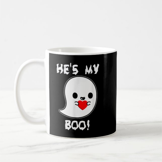 Caneca De Café Cute He's my boo! ghosthirt by Halloween Hugs (Esquerda)