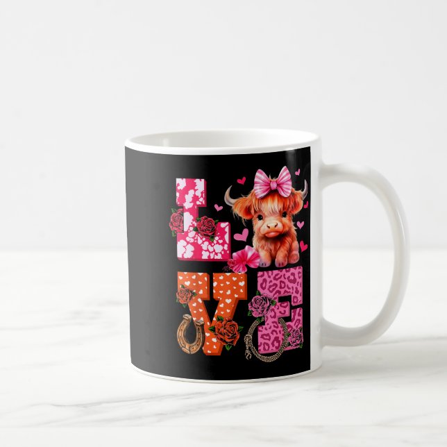 Caneca De Café Cute Highland Cow And Nk Heart Valentines Day Love (Direita)