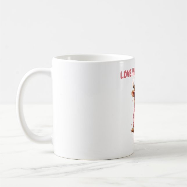 Caneca De Café Cute Highland Cow Valentine Heart Glasses Coffee m (Esquerda)
