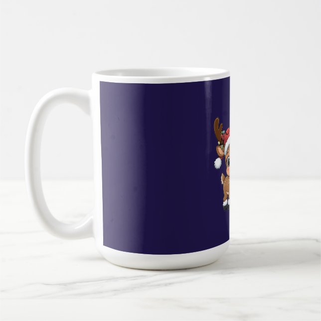 Caneca De Café Cute Holiday Reindeer & Snowman (Esquerda)