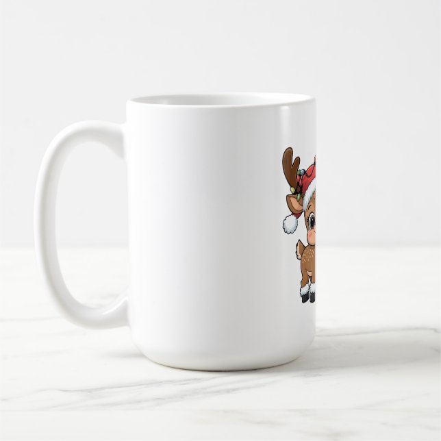Caneca De Café Cute Holiday Reindeer & Snowman (Esquerda)