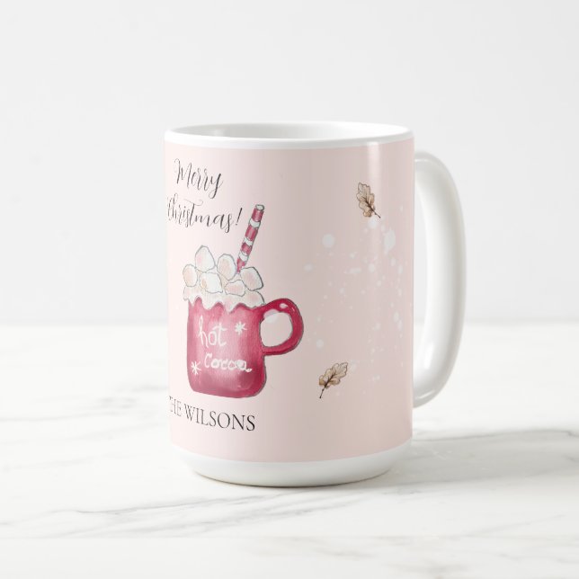 Caneca De Café Cute Hot Cocoa Holiday Illustration (Frente Esquerda)