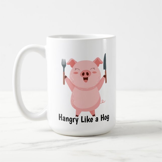 Caneca De Café Cute Hungry Piggy Die Cut Sticker (Esquerda)