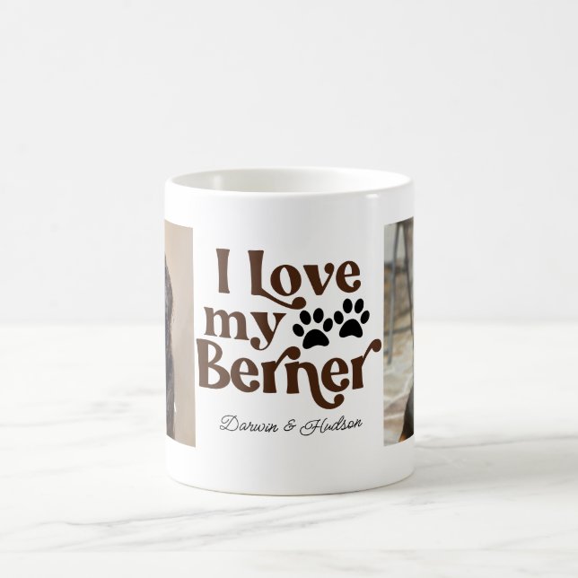 Caneca De Café Cute I Love My Berner Bernese Mountain Dog 2 Photo (Centro)