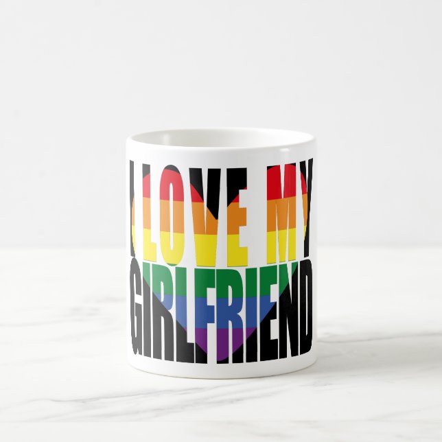 Caneca De Café Cute I Love My Namorada Rainbow Heart (Centro)
