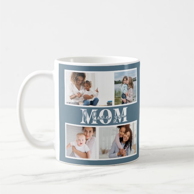 Caneca De Café Cute I LOVE YOU MOM Mother's Day Photo (Esquerda)