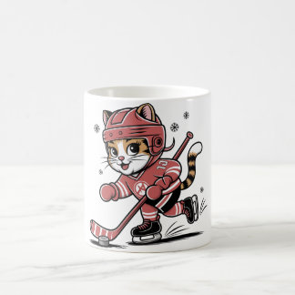 Caneca De Café Cute Ice Hockey Cat Player – Fun Sports Cartoon De