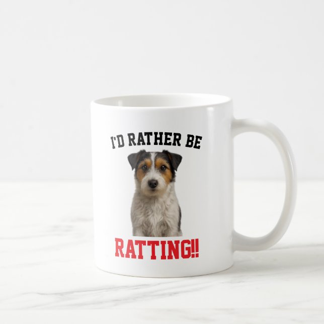Caneca De Café Cute Jack Russell 'I'd rather be RATTING' mug (Direita)