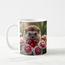 Caneca De Café Cute January Hedgehog with Garnet Heart