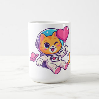 Caneca De Café Cute Kawaii Astronaut Cat Floating in Space