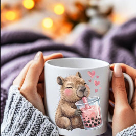 Caneca De Café Cute Kawaii Capybara Drink Boba Bubble Tea