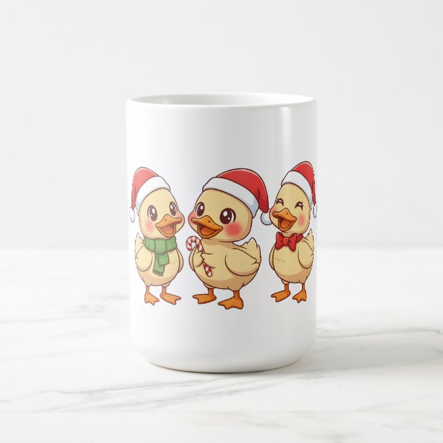 Caneca De Café Cute Kawaii Christmas Ducks | Festive Holiday  (Centro)