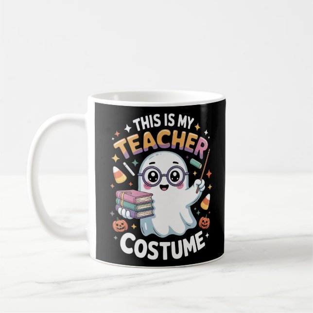 Caneca De Café Cute Kawaii Ghost Teacher – Funny Halloween Class (Esquerda)