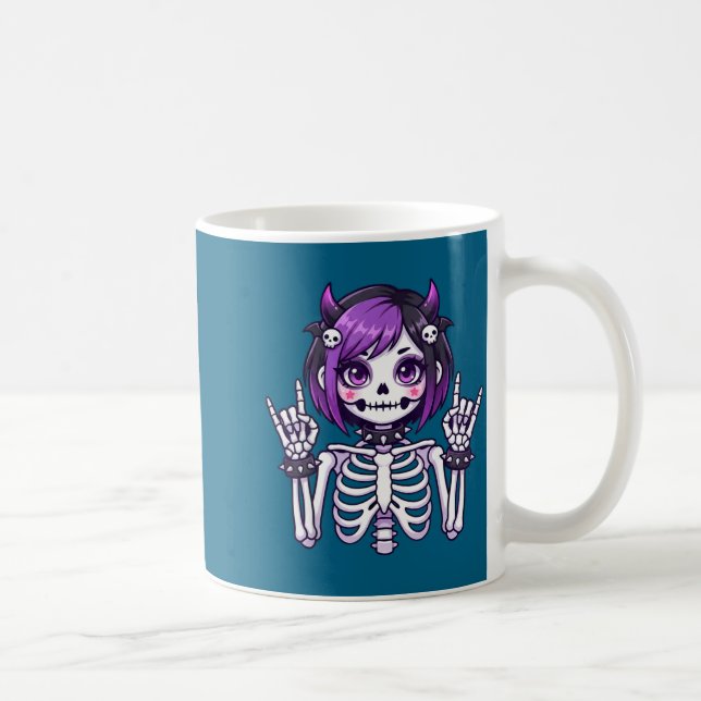 Caneca De Café Cute Kawaii Goth Girl Skeleton Punk-goth Alternati (Direita)