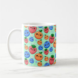 Caneca De Café Cute Kawaii Green Orange Blue Fruit