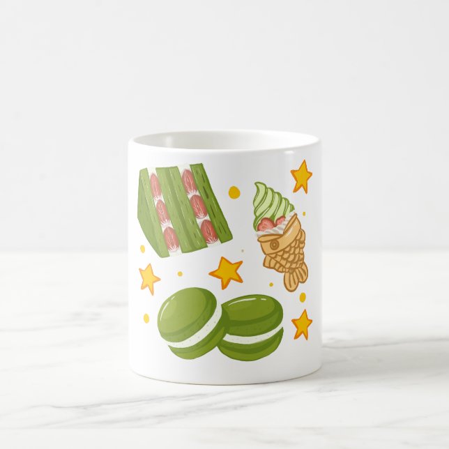 Caneca De Café Cute Kawaii Hand-Drawn Matcha Sweets (Centro)