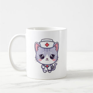 Caneca De Café Cute Kawaii Nurse Cat Art