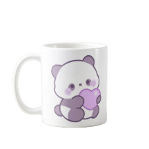 Cute Kawaii Pastel Roxo Panda Coração