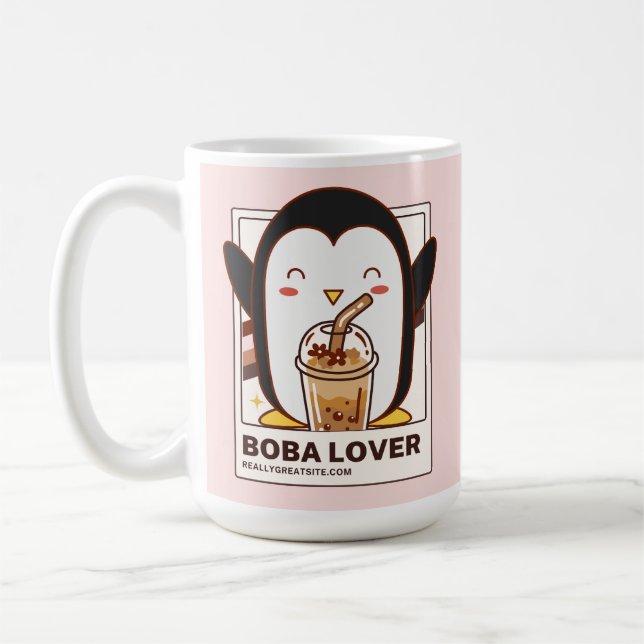 Caneca De Café Cute Kawaii Penguin Boba Lover (Esquerda)