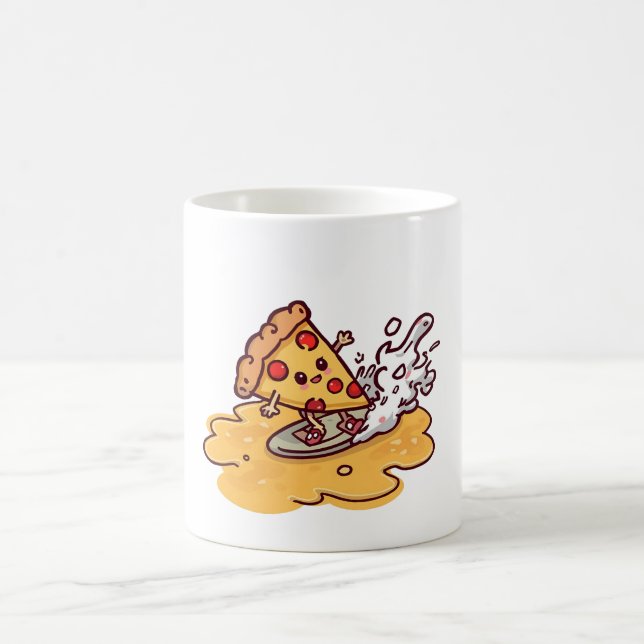 Caneca De Café Cute Kawaii Pizza Mug Funny Cheesy Cartoon Food  (Centro)