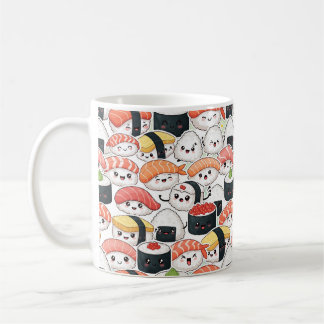 Caneca De Café Cute Kawaii Sushi Pattern Coffee Mug | Fun Foodie