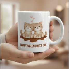 Caneca De Café Cute Kittens Happy Valentine's Day Mug Cat Lover