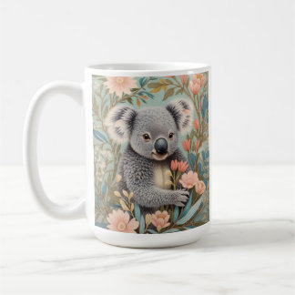 Caneca De Café Cute Koala Elegant Pastel Floral