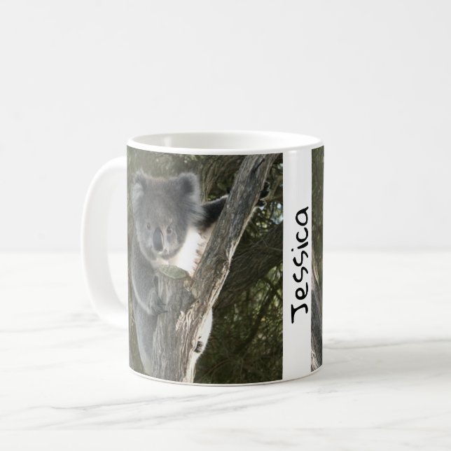 Caneca De Café Cute Koala Subindo uma Tree Coffee Mug (Frente Esquerda)