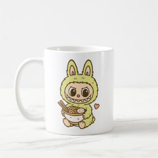Caneca De Café Cute Labubu Eating Ramen