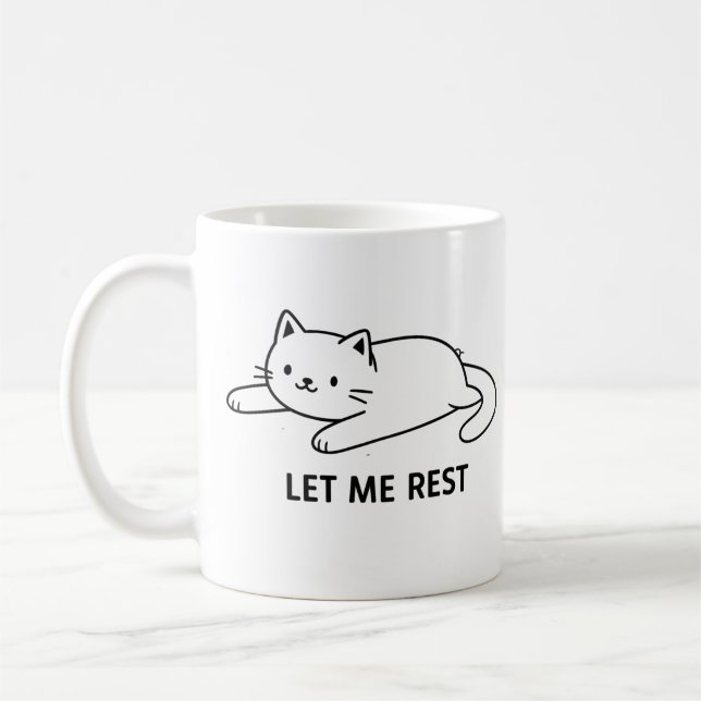 Caneca De Café Cute Lazy Cat “Let Me Rest” Mug (Esquerda)
