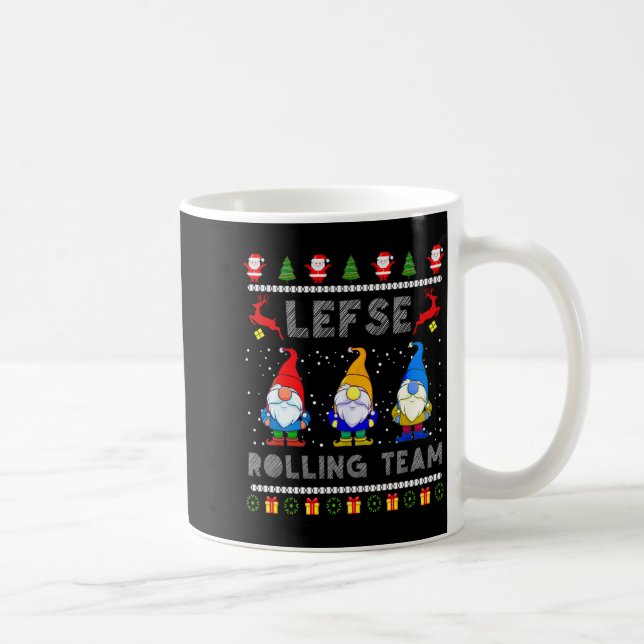 Caneca De Café Cute Lefse Rolling Team Norwegian Gnomes Ugly Xmas (Direita)