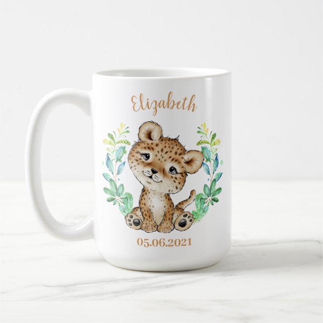 Caneca De Café Cute Leopard Birthday Coffee Mug (Esquerda)