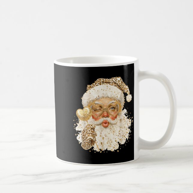 Caneca De Café Cute Leopard Santa Claus Merry Christmas 2026 Prep (Direita)