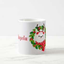 Caneca De Café Cute Llama Christmas Wreath Personalizado