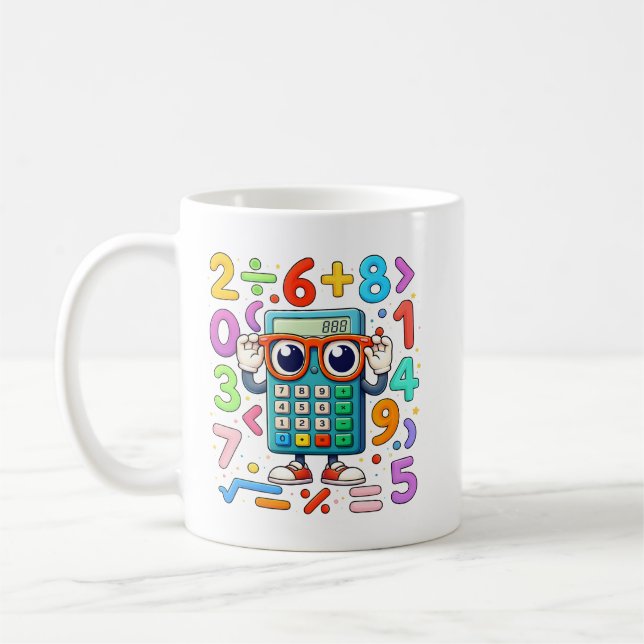 Caneca De Café Cute Maths Calculator Numbers Mug for Kids (Esquerda)