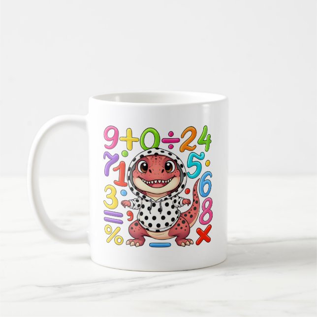 Caneca De Café Cute Maths Dinosaur Numbers Mug for Kids (Esquerda)