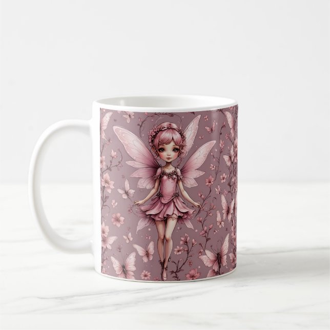 Caneca De Café Cute Mauve Pixie Fairy Mug (Esquerda)