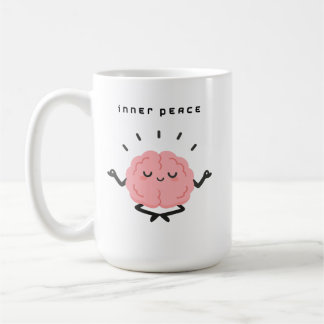 Caneca De Café Cute Meditating Brain & Minimalist Inner Peace