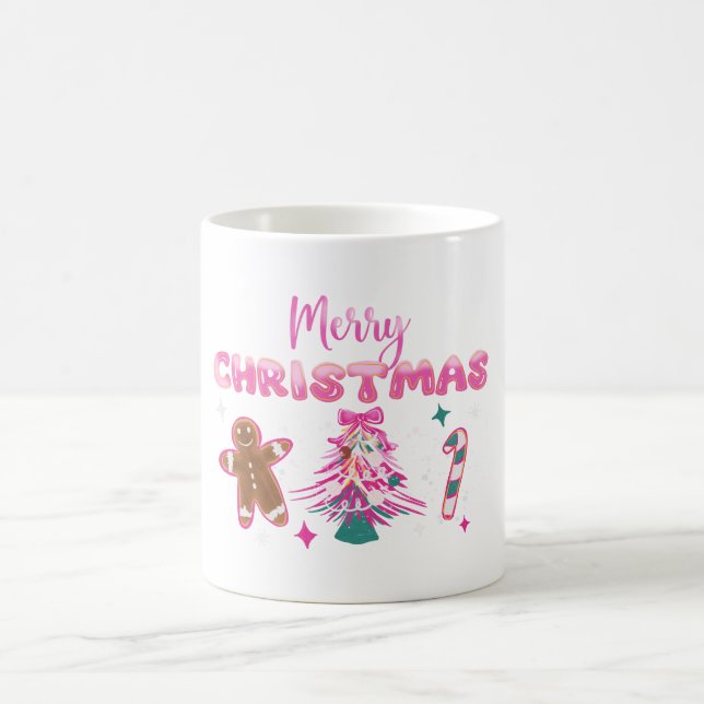 Caneca De Café Cute Merry Christmas Gingerbread and Candy Design (Centro)