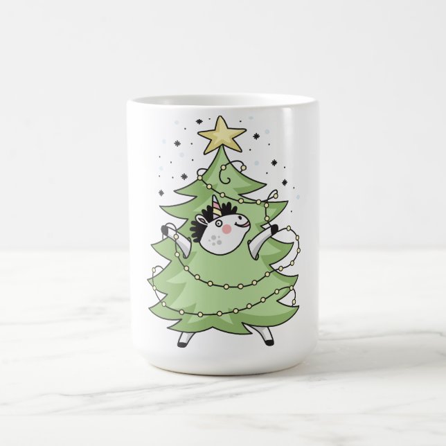 Caneca De Café Cute Merry Christmas unicorn (Centro)