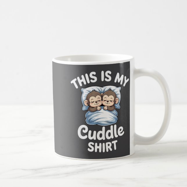 Caneca De Café Cute Monkey Sleep Couple This Is My Cuddle  (Direita)