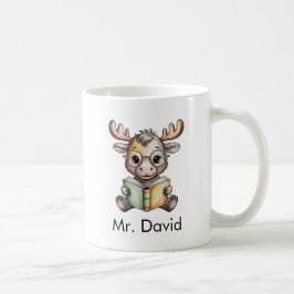 Caneca De Café Cute Moose Reading a Book Custom