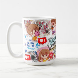 Caneca De Café Cute Motivacional – Citação Positiva Kawaii
