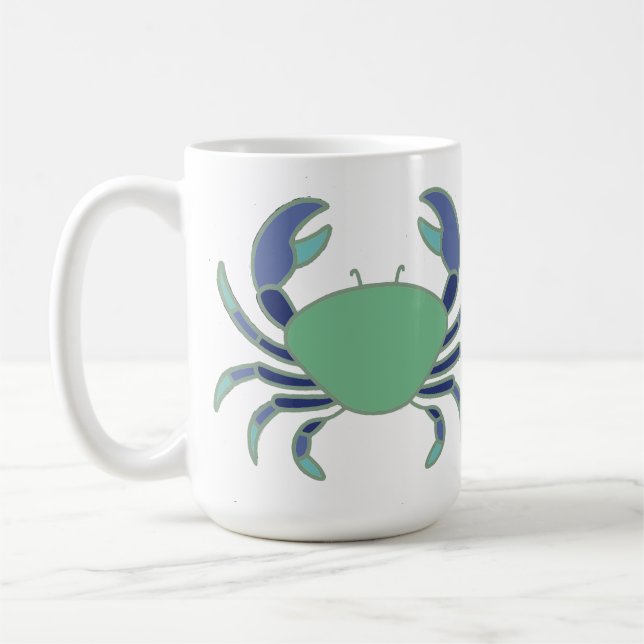 Caneca De Café Cute mug with blue and green crab design (Esquerda)