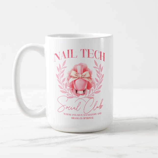 Caneca De Café Cute Nail Tech Coquette Nail Clube Social Polonês (Esquerda)
