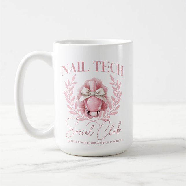 Caneca De Café Cute Nail Tech Coquette Nail Clube Social Polonês (Esquerda)
