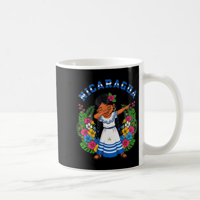 Caneca De Café Cute Nicaragua Girl Dabbing Traditional Dress With (Direita)