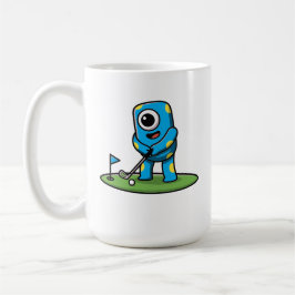 Caneca De Café Cute One-Eyed Pink Monster Playing Golf Cartoon